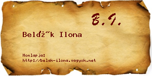 Belák Ilona névjegykártya